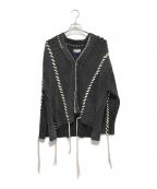 MAISON SPECIALメゾンスペシャル）の古着「Oni-Waffle Chemical Over-Dye Prime-Over V-Neck Knit Cardigan Vネックカーディガン」｜ブラック