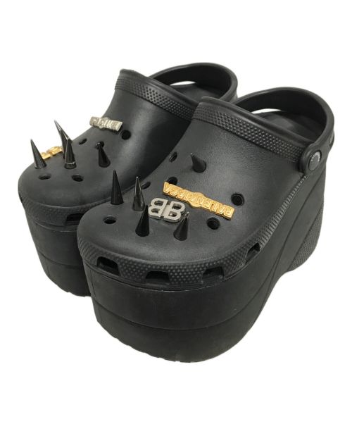 BALENCIAGA（バレンシアガ）BALENCIAGA (バレンシアガ) crocs (クロックス) Foam Embellished Platform Clog プラットフォームクロッグ サンダル ブラック サイズ:37の古着・服飾アイテム