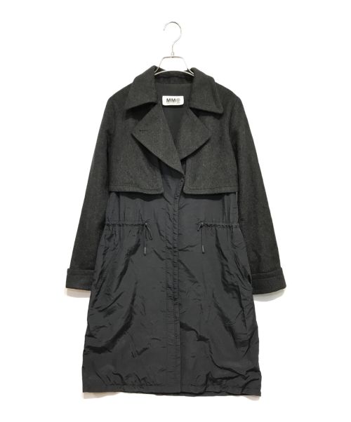 MM6 Maison Margiela（エムエムシックス メゾンマルジェラ）MM6 Maison Margiela (エムエムシックス メゾンマルジェラ) ここのえタグ ナイロンドッキングロングコート ブラック サイズ:38の古着・服飾アイテム