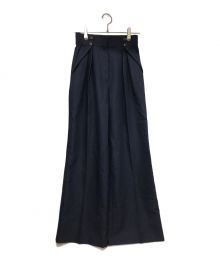 laube blanc（ローブブラン）の古着「Button Accent Straight Pants タックスラックスパンツ」｜ネイビー