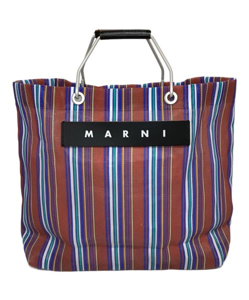 MARNI（マルニ）MARNI (マルニ) MARKET STRIPE BAG ブルー×ブラウンの古着・服飾アイテム