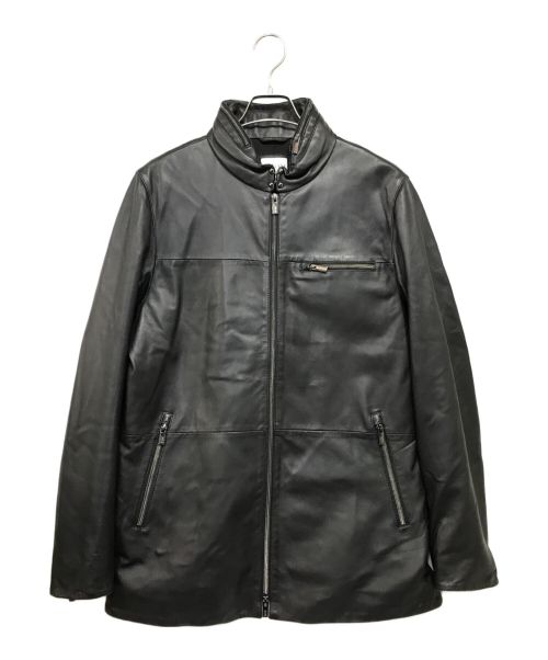 ARMANI COLLEZIONI（アルマーニ コレツィオーニ）ARMANI COLLEZIONI (アルマーニ コレツィオーニ) シングルライダースジャケット ブラック サイズ:EU 48の古着・服飾アイテム