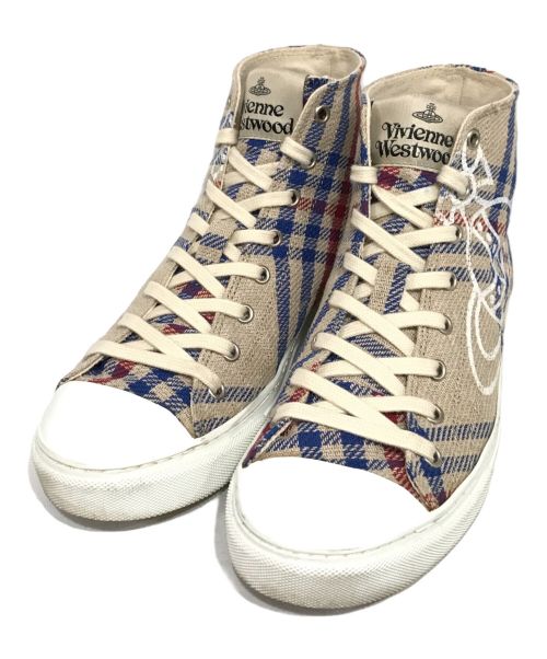 Vivienne Westwood（ヴィヴィアンウエストウッド）Vivienne Westwood (ヴィヴィアンウエストウッド) ミッドカットスニーカー ベージュ サイズ:43の古着・服飾アイテム