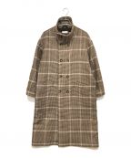 taupeトープ）の古着「W Breasted Check Stand Up Coat」｜ブラウン