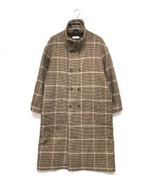 taupe（トープ）の古着「W Breasted Check Stand Up Coat」｜ブラウン