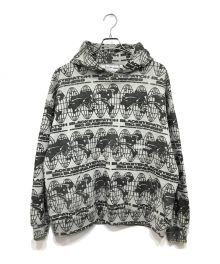 BlackEyePatch（ブラックアイパッチ）の古着「THE BIG BUSINESS HOODIE 総柄プリントパーカー」｜グレー