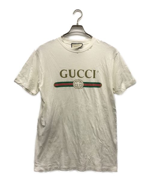 GUCCI（グッチ）GUCCI (グッチ) ヴィンテージ加工ロゴTシャツ ホワイト サイズ:Sの古着・服飾アイテム