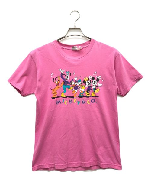 MICKEY&CO（ミッキー アンド コー）MICKEY&CO (ミッキー アンド コー) 古着プリントTシャツ ピンク サイズ:LARGEの古着・服飾アイテム