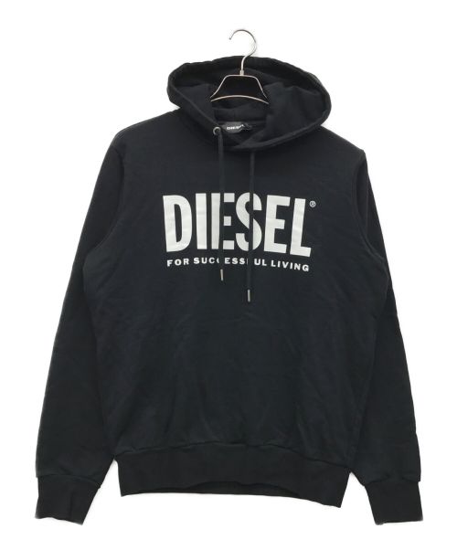 DIESEL（ディーゼル）DIESEL (ディーゼル) ロゴプルオーバーパーカー ブラック サイズ:L　180/92Aの古着・服飾アイテム