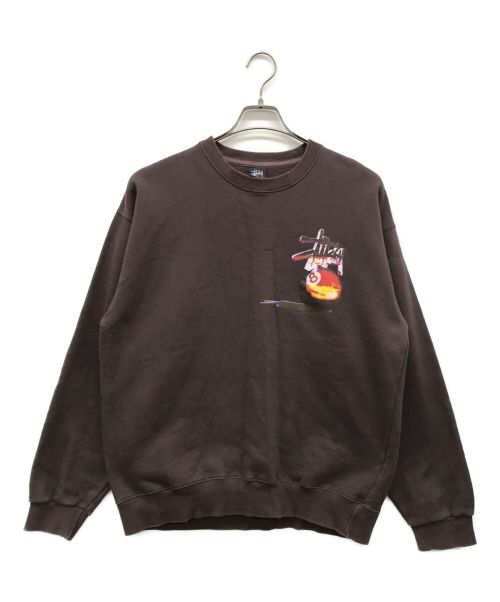 stussy（ステューシー）stussy (ステューシー) オールドプリントスウェット ブラウン サイズ:Lの古着・服飾アイテム