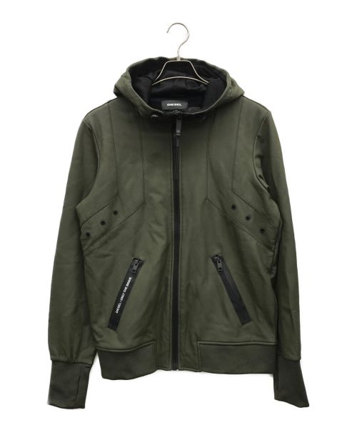 DIESEL（ディーゼル）DIESEL (ディーゼル) エコレザーフーディジャケット オリーブ サイズ:S 175/92Aの古着・服飾アイテム