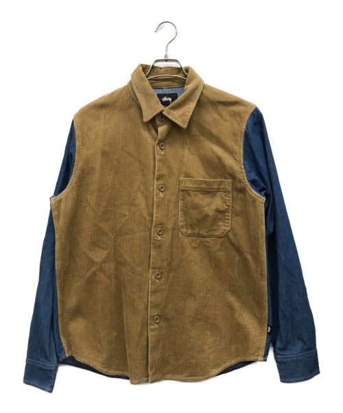 stussy（ステューシー）stussy (ステューシー) Cord Denim Mix Shirt ベージュ サイズ:Sの古着・服飾アイテム