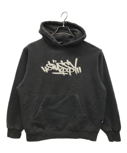 stussy（ステューシー）stussy (ステューシー) プルオーバーパーカー ブラック サイズ:Sの古着・服飾アイテム