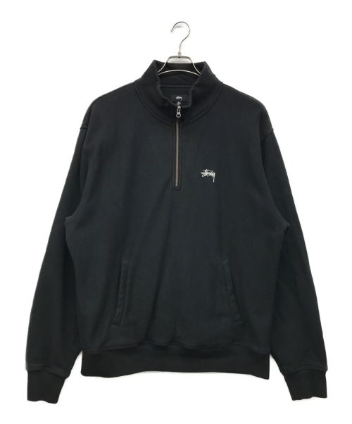 stussy（ステューシー）stussy (ステューシー) ハーフジップスウェット ブラック サイズ:XLの古着・服飾アイテム