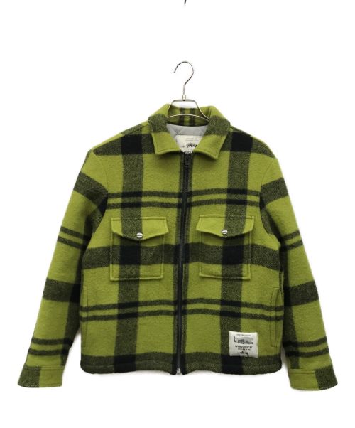 stussy（ステューシー）stussy (ステューシー) WOOLRICH (ウールリッチ) コラボプレイドウールシャツジャケット グリーン サイズ:USA Sの古着・服飾アイテム