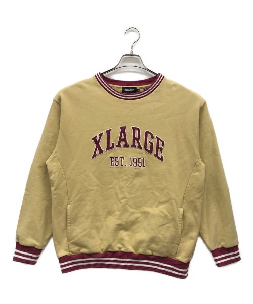 X-LARGE（エクストララージ）X-LARGE (エクストララージ) RIB LINE CREWNECK SWEAT ベージュ サイズ:Mの古着・服飾アイテム