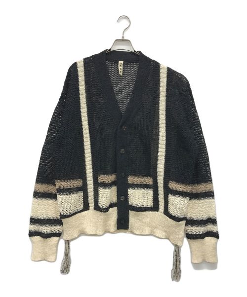 kooi（コーイ）kooi (コーイ) 和紙LINE MESH CARDIGAN ブラック サイズ:2の古着・服飾アイテム