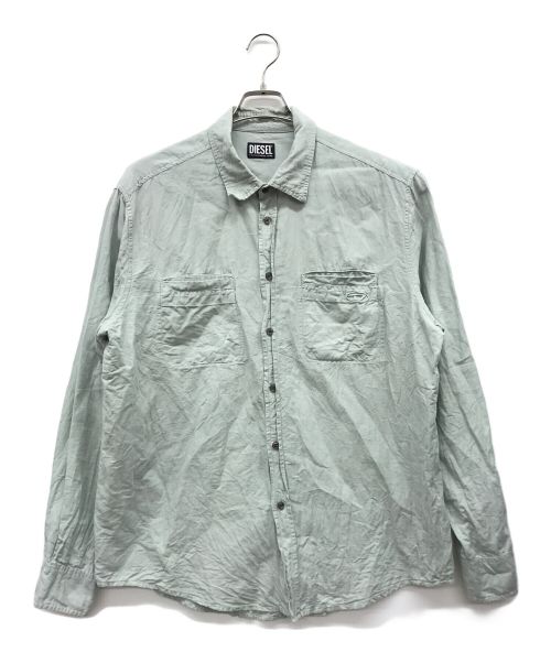 DIESEL（ディーゼル）DIESEL (ディーゼル) ヘンプ混シャツ グリーン サイズ:50の古着・服飾アイテム