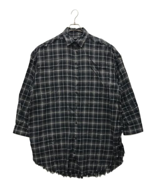 DIESEL（ディーゼル）DIESEL (ディーゼル) ダメージ加工チェックシャツワンピース ブラック サイズ:S　175/84Aの古着・服飾アイテム