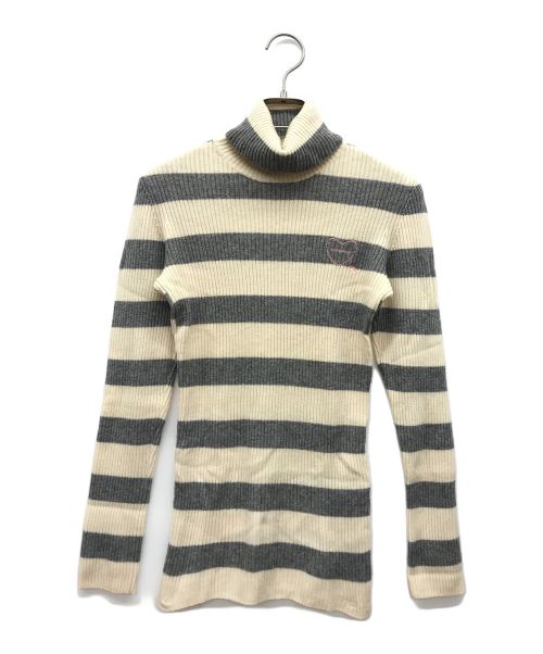 BURBERRY LONDON（バーバリーロンドン）BURBERRY LONDON (バーバリーロンドン) タートルネックニット アイボリー×グレー サイズ:38の古着・服飾アイテム