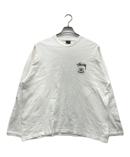 stussy（ステューシー）stussy (ステューシー) ロゴプリントカットソー ホワイト サイズ:Lの古着・服飾アイテム