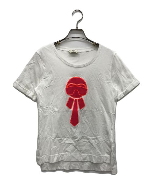 FENDI（フェンディ）FENDI (フェンディ) カールラガーフェルドプリントTシャツ ホワイト サイズ:38の古着・服飾アイテム