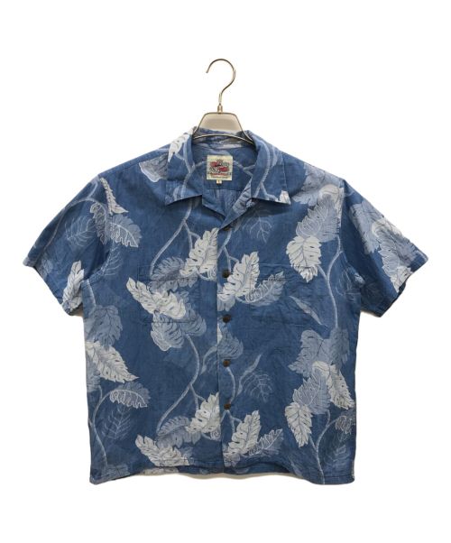 Duke Kahanamoku（デュークカハナモク）DUKE KAHANAMOKU (デュークカハナモク) INDIGO COTTON HAWAIIAN SHIRT ブルー サイズ:Lの古着・服飾アイテム