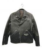 doubletダブレット）の古着「LEATHER BONDING RIDERS JACKET」｜グレー