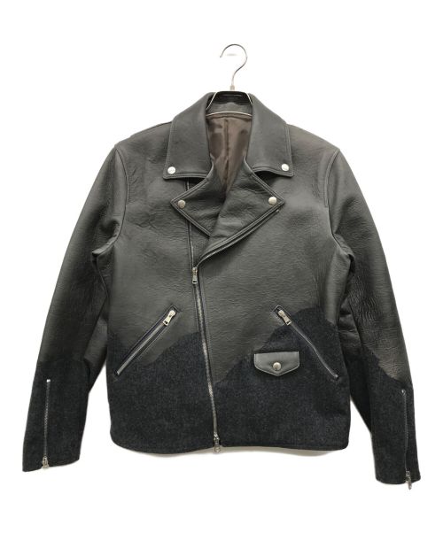 doublet（ダブレット）doublet (ダブレット) LEATHER BONDING RIDERS JACKET グレー サイズ:Mの古着・服飾アイテム