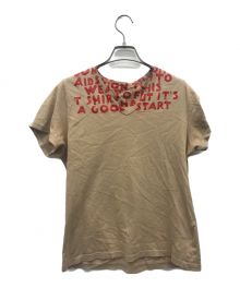 MARTIN MARGIELA（マルタン・マルジェラ）の古着「vネックプリントTシャツ」｜ベージュ