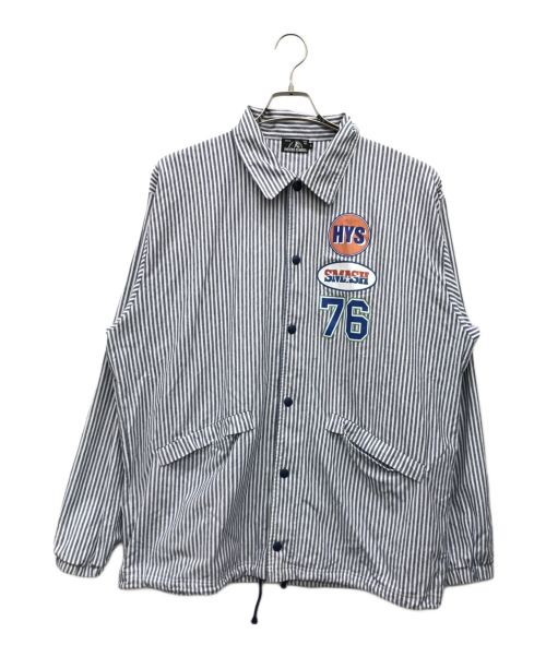 Hysteric Glamour（ヒステリックグラマー）Hysteric Glamour (ヒステリックグラマー) ストライプコーチジャケット ネイビー サイズ:Lの古着・服飾アイテム