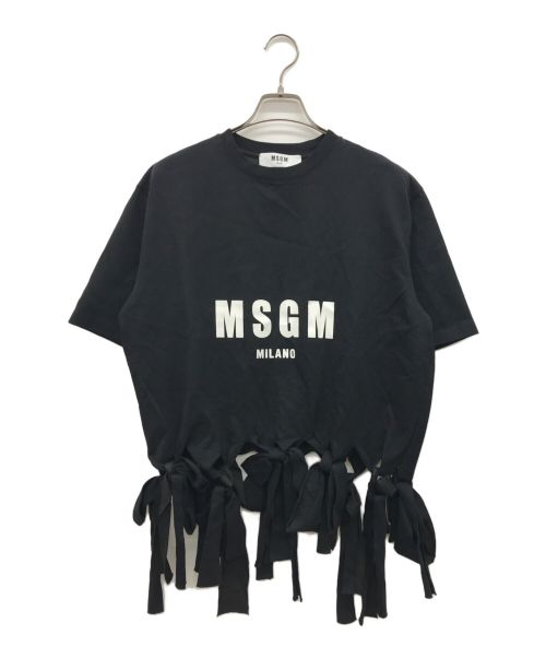 MSGM（エムエスジーエム）MSGM (エムエスジーエム) ロゴフリンジカットソー ブラック サイズ:Sの古着・服飾アイテム