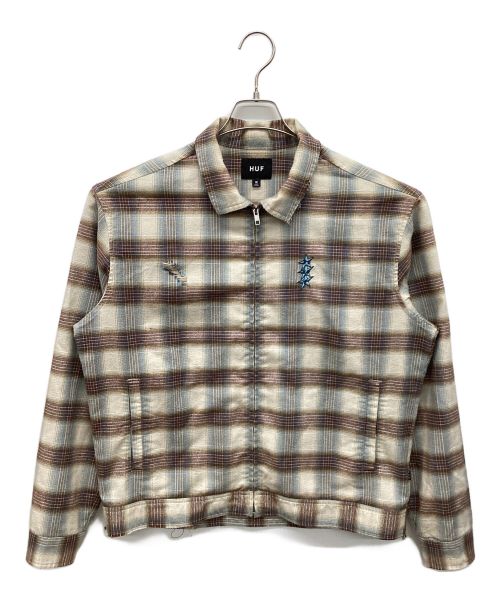 HUF（ハフ）HUF (ハフ) チェックシャツジャケット ブラウン サイズ:Mの古着・服飾アイテム