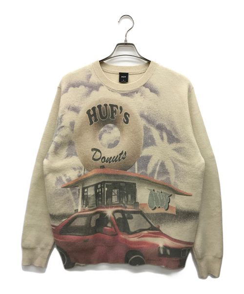 HUF（ハフ）HUF (ハフ) 総柄ニット ベージュ サイズ:Mの古着・服飾アイテム