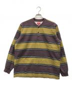 SUPREMEシュプリーム）の古着「Printed Stripe Twill Henley」｜パープル×マスタード