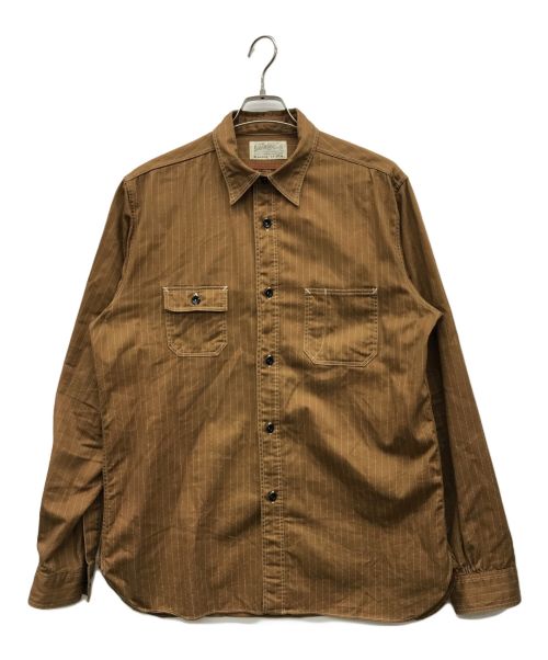 SUGAR CANE（シュガーケーン）SUGAR CANE (シュガーケーン) FICTION ROMANCE 8.5oz. BROWN WABASH STRIPE WORK SHIRT ブラウン サイズ:X-LARGE　17-17 1/2の古着・服飾アイテム