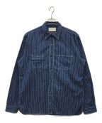 SUGAR CANEシュガーケーン）の古着「8.5oz WABASH STRIPE SHIRT」｜ブルー