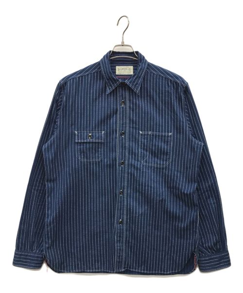 SUGAR CANE（シュガーケーン）SUGAR CANE (シュガーケーン) 8.5oz WABASH STRIPE SHIRT ブルー サイズ:X-LARGE 17 - 17 1/2の古着・服飾アイテム