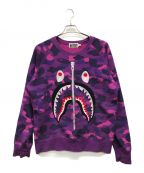 A BATHING APEアベイシングエイプ）の古着「Color Camo Embroidery Shark Crewneck」｜パープル