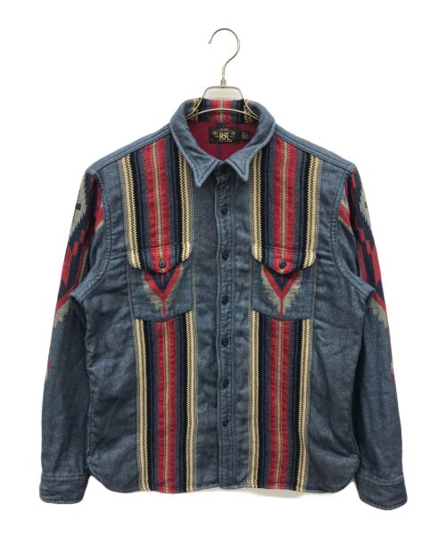 RRL（ダブルアールエル）RRL (ダブルアールエル) INDIGO JACQUARD OVERSHIRT インディゴ サイズ:Lの古着・服飾アイテム