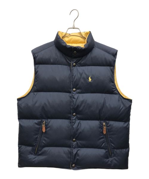 POLO RALPH LAUREN（ポロ・ラルフローレン）POLO RALPH LAUREN (ポロ・ラルフローレン) リバーシブルダウンベスト ネイビー×イエロー サイズ:XLの古着・服飾アイテム