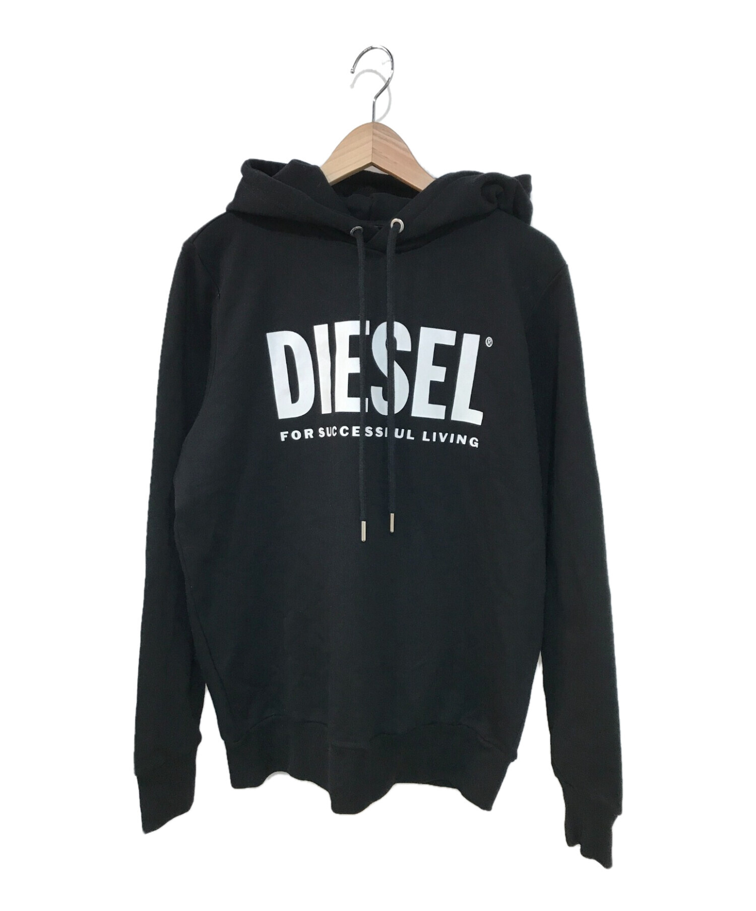 DIESEL (ディーゼル) ロゴプリントパーカー ホワイト×ブラック サイズ:S