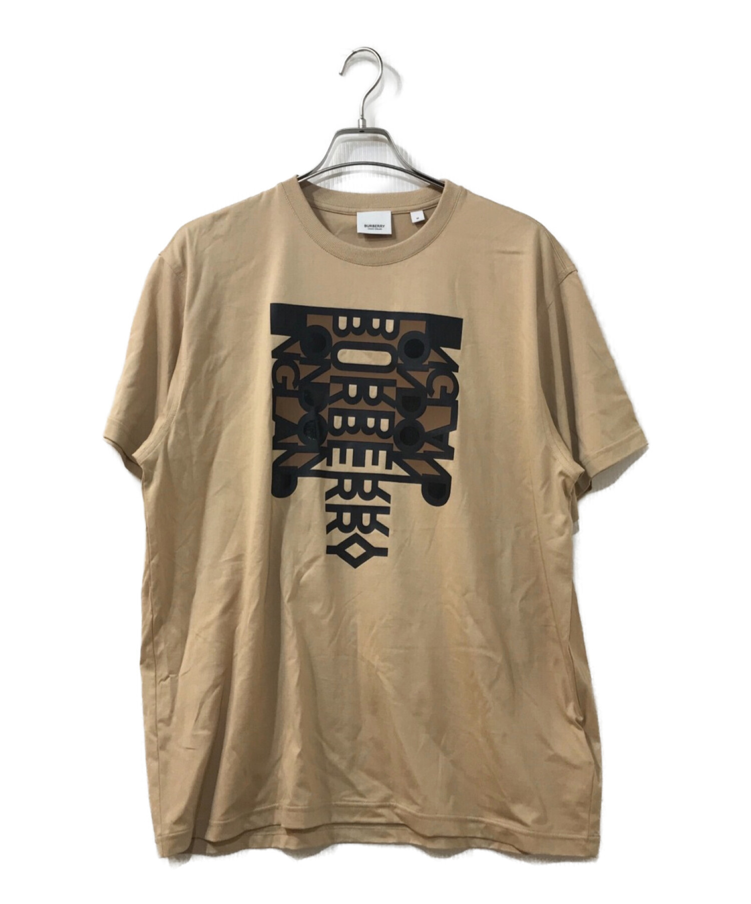 BURBERRY LONDON (バーバリーロンドン) ロゴプリントコットンオーバーサイズTシャツ ベージュ サイズ:M