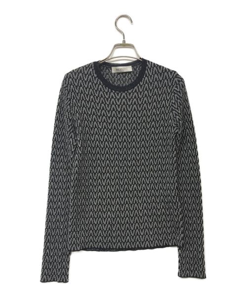 VALENTINO（ヴァレンティノ）VALENTINO (ヴァレンティノ) Dark blue jumper in logo pattern/ダークブルージャンパーインロゴパターン ブラック サイズ:Sの古着・服飾アイテム