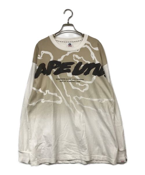 Aape BY A BATHING APE（エーエイプ バイ アベイシングエイプ）Aape BY A BATHING APE (エーエイプ バイ アベイシングエイプ) MOONFACE GRADIENT LONG SLEEVE TEE/ムーンフェイスグラディエント ベージュ サイズ:Lの古着・服飾アイテム