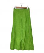 IRENEアイレネ）の古着「Mix Color Fabric Skirt/ミックスカラーファブリックスカート」｜黄緑