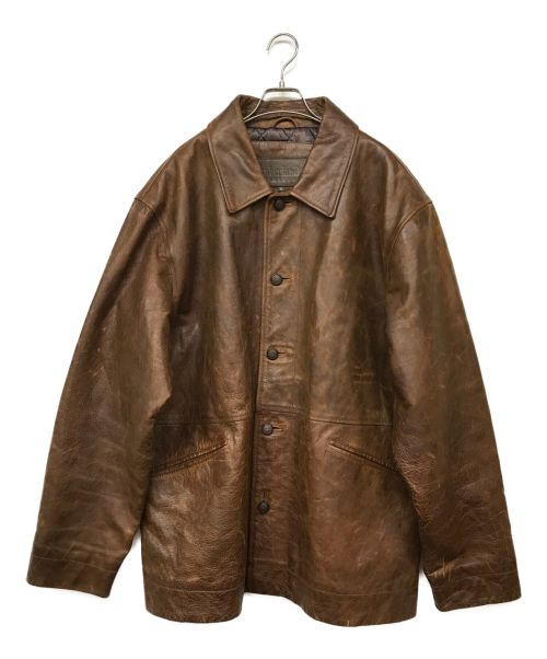 Timberland（ティンバーランド）Timberland (ティンバーランド) ヴィンテージレザーカーコート ブラウン サイズ:XLの古着・服飾アイテム