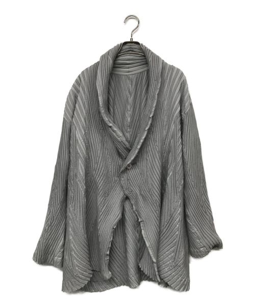 ISSEY MIYAKE（イッセイミヤケ）ISSEY MIYAKE (イッセイミヤケ) ショールカラーカーディガン グレー サイズ:2の古着・服飾アイテム