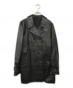 COMME des GARCONS HOMME PLUSコムデギャルソンオムプリュス）の古着「01AW/サイケ期/ダブルレザーコート」｜ブラック