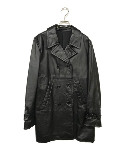 COMME des GARCONS HOMME PLUS（コムデギャルソンオムプリュス）COMME des GARCONS HOMME PLUS (コムデギャルソンオムプリュス) 01AW/サイケ期/ダブルレザーコート ブラック サイズ:Lの古着・服飾アイテム